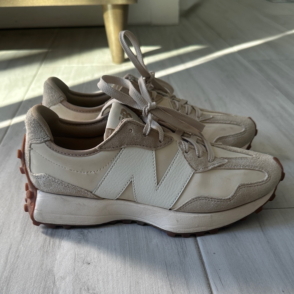 New Balance Cream and Tan Sneakers